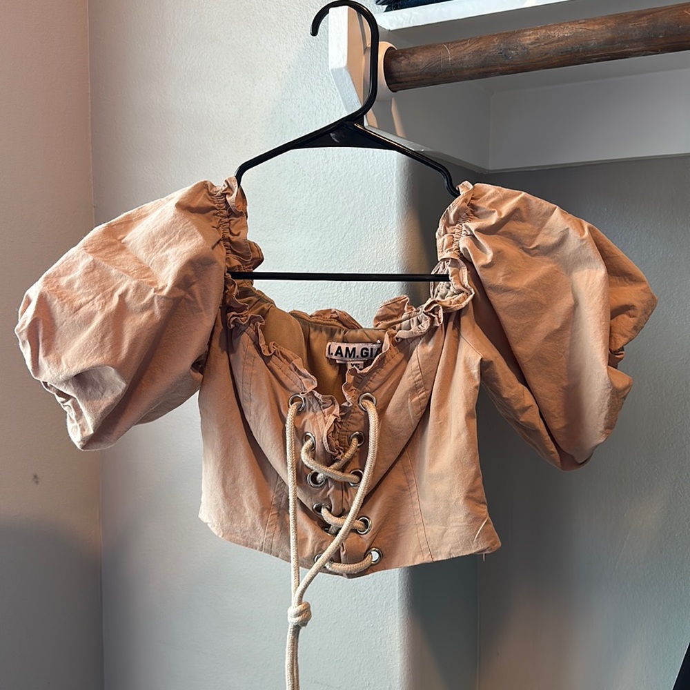 I.AM.GIA Bustier Crop Top in Tan